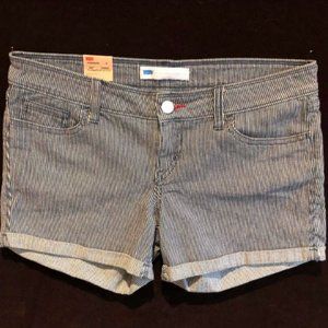 Levis Midi Jean Shorts, Blue Stripe, Size 9/29
